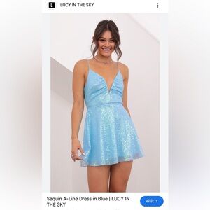 Lucy in the sky “Sequin A-Line Dress in Blue”